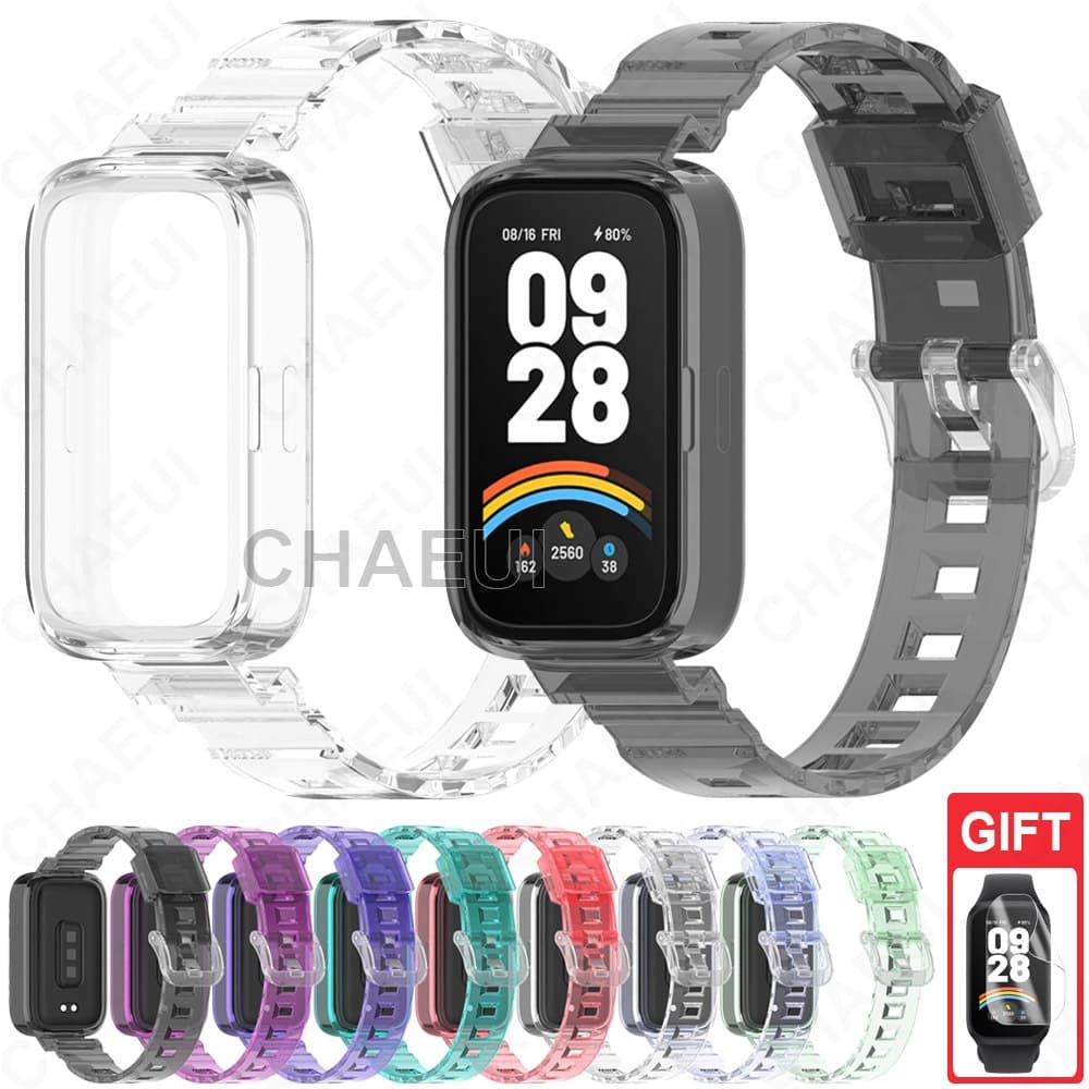 Pulseira De Silicone Transparente Substituição Para Xiaomi Smart Band 9 8 Active / Redmi Smart Band 3 2