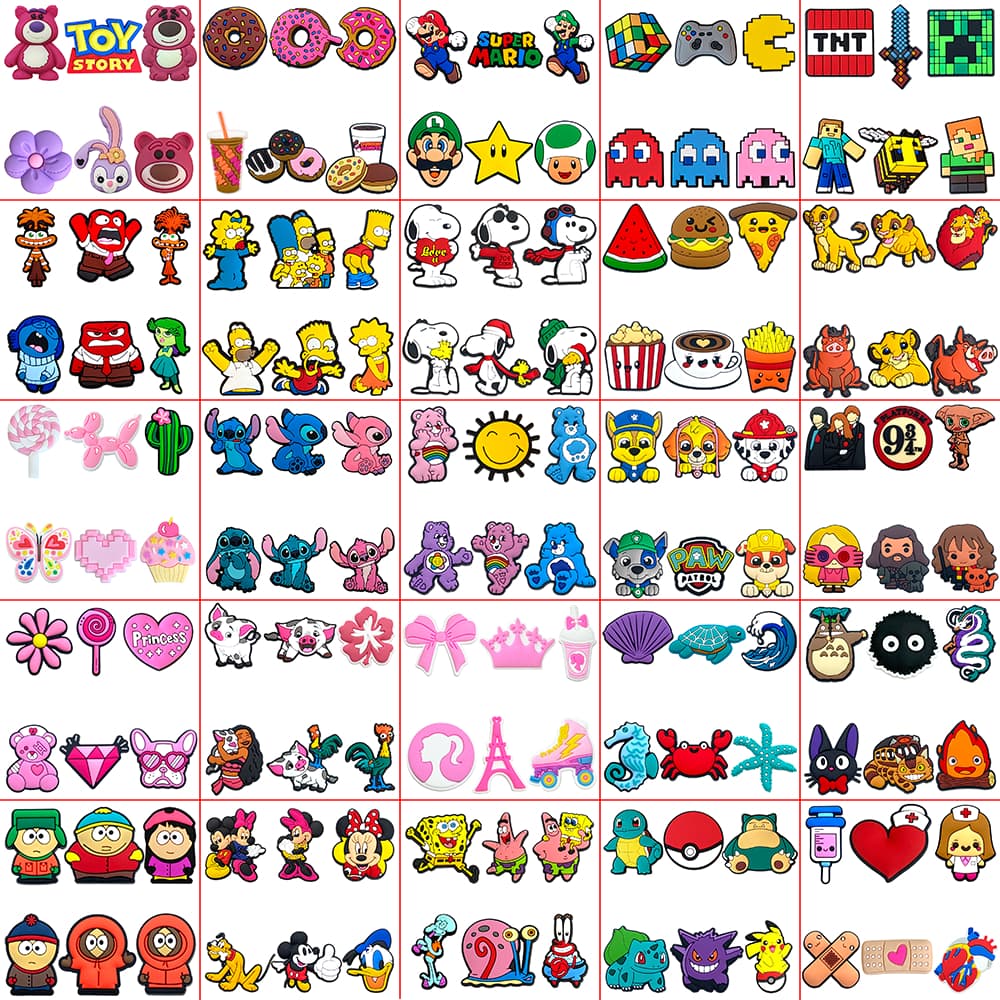 70 Conjuntos De Amuletos De Sapato Atacado 6 Peças Decorações Acessórios De PVC Com Botão