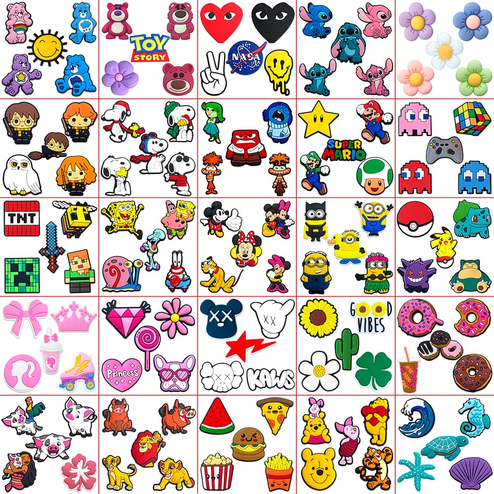 75 Conjuntos De Amuletos De Sapato Atacado 5 Peças Decorações Acessórios De PVC Com Botão