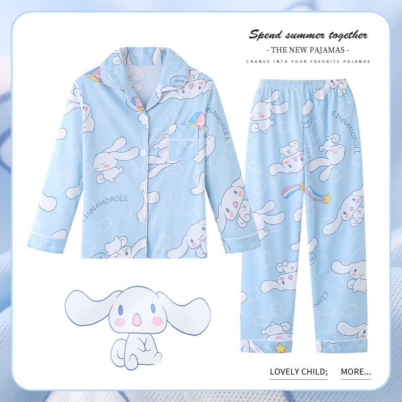 Crianças Pijamas Primavera Outono Menino Menina Dos Desenhos Animados Cinnamoroll Impressão Completa Manga Longa Cardiga