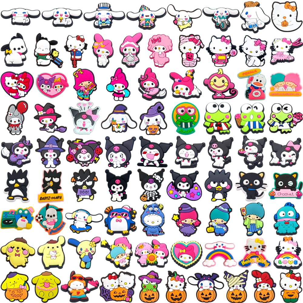 82 Estilos Bonito Dos Desenhos Animados sanliou Tênis Encantos Sandálias Pingente Botão Original Sapato Tamanco Pinos Pr