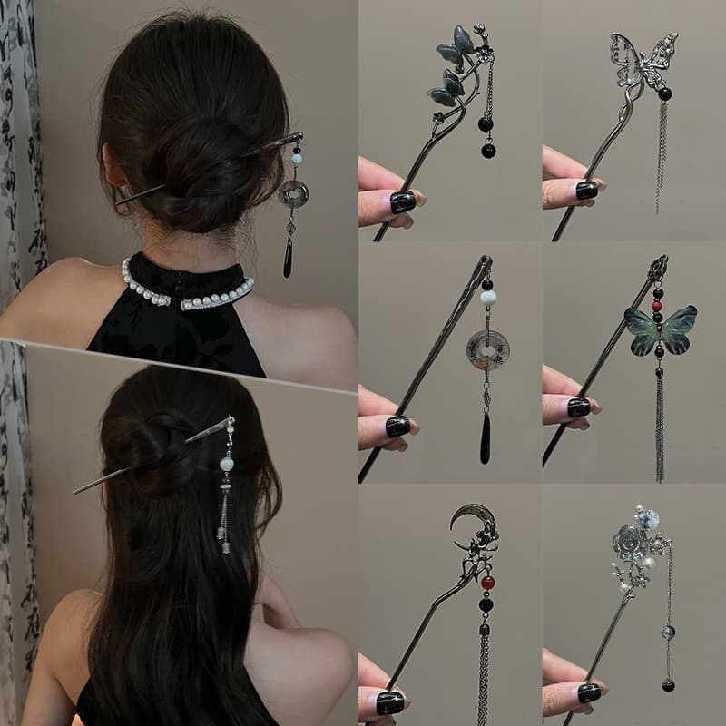 Novo estilo chinês legal franjas Hairpin feminino antigo High-End sentimento Hairpin cabelo enrolado Cheongsam Hanfu Hai