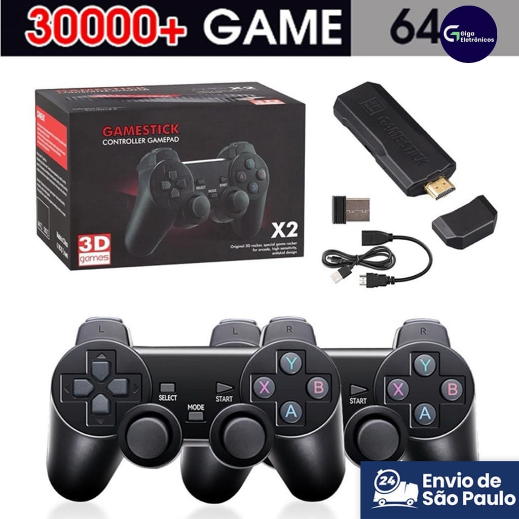 Videogame Stick 2-Console 4K GD10 , 64 Gb , 37.000 Jogos + 2 Controladores . Pronto Para Entrega Imediata De Retrô PSP ,