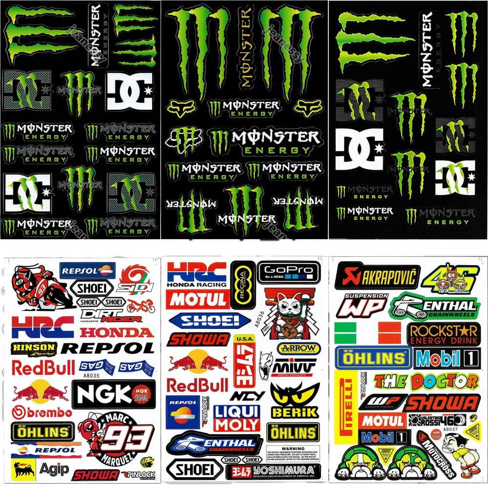 2 Unidades/Pacote Monstro Moto Capacete Vally Adesivo De Carro Decalque + Cola 3D Tanque De Combustível Para HONDA YAMAH