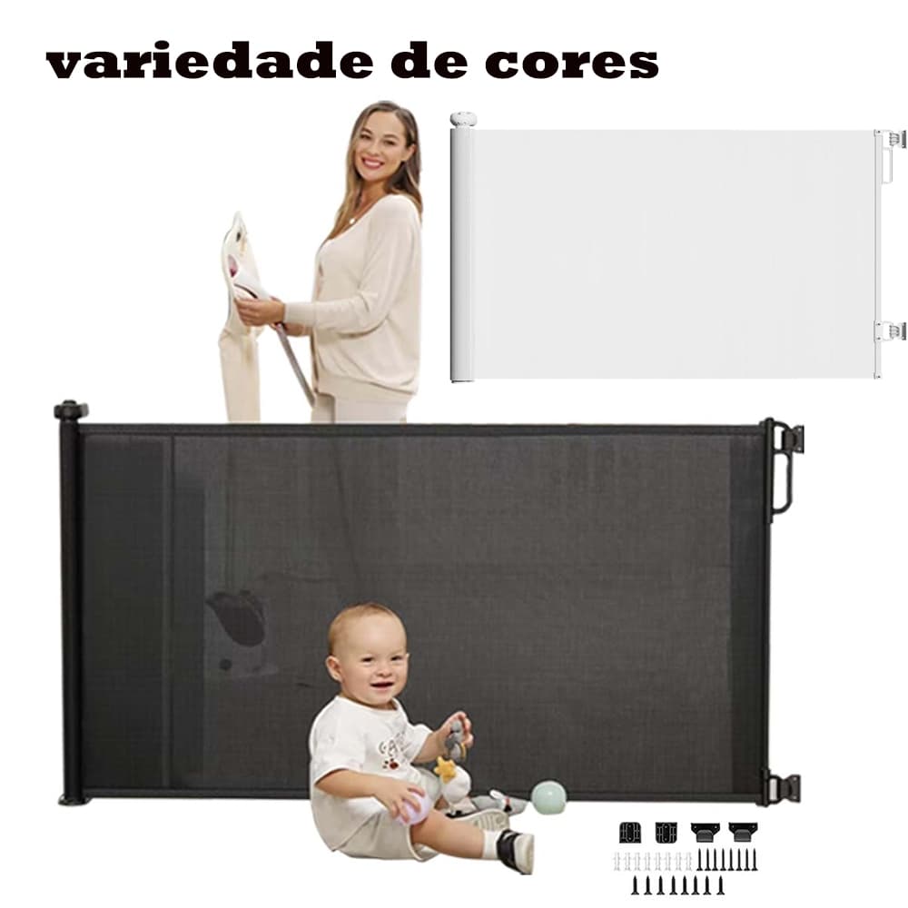 Portão De Segurança Para Bebês 150x86 cm , Extra Alto , Doméstica , Porta Larga Cachorro , Branco/Preto