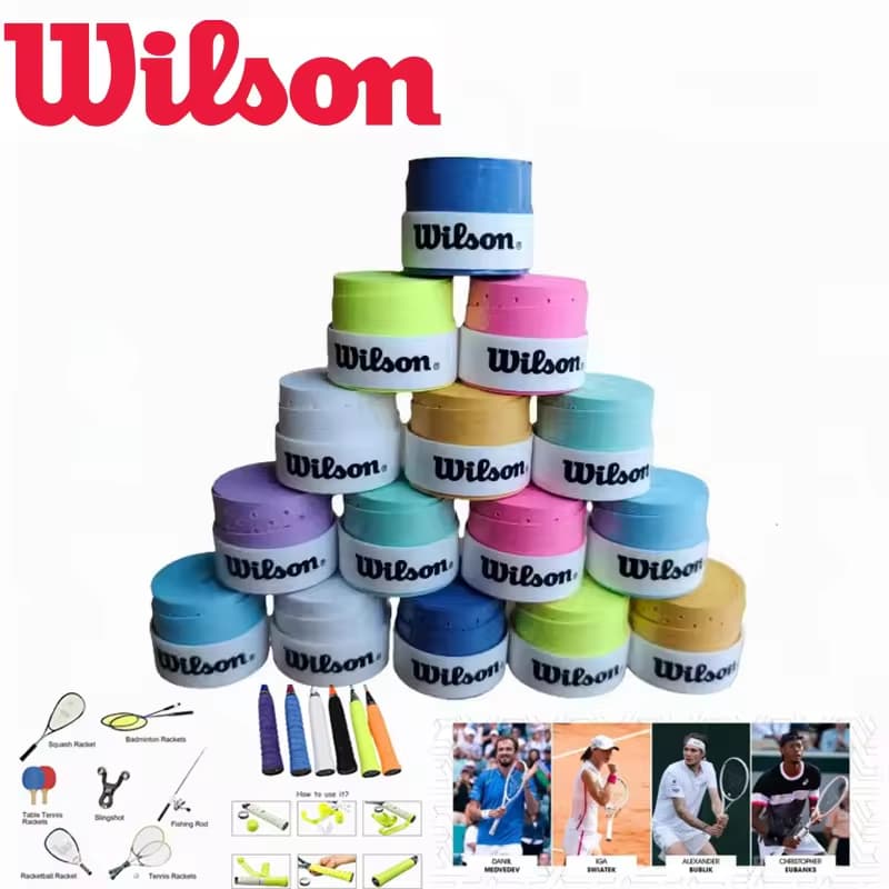Wilson 12 Pçs Raquete De Tênis Overgrip Suor Banda Absorção Badminton Mão Cola Aperto Pu Antiderrapante