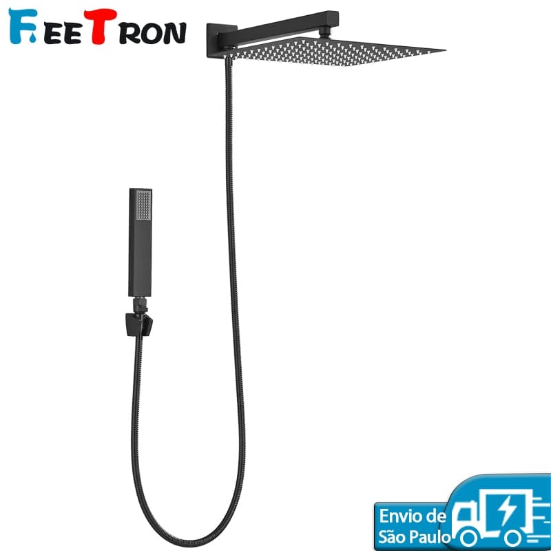 Ducha Inox Quadrada 20cm/30cm Com Desviador E Ducha De Mão Luxo E Desviador Kit completo