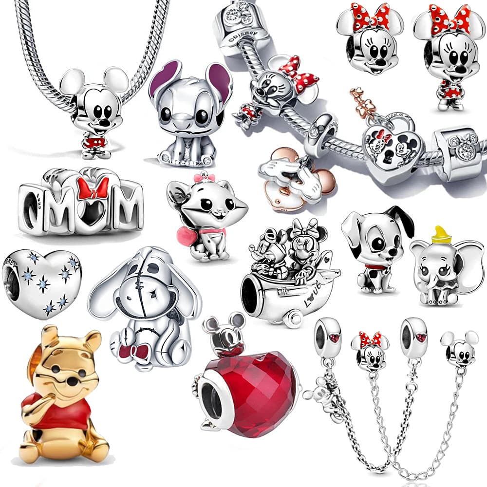 Berloque Pingente Charme Mouse Prata 925 Jóias Cão Urso Encantos Para Pulseira Pingentes
