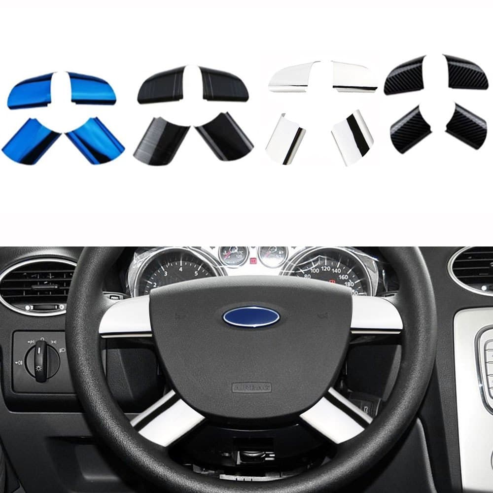 Para Ford Focus 2 MK2 2005-2011 Aço Inoxidável Volante Decoração Tampa Adesivo Guarnição Interior Do Carro Acessórios