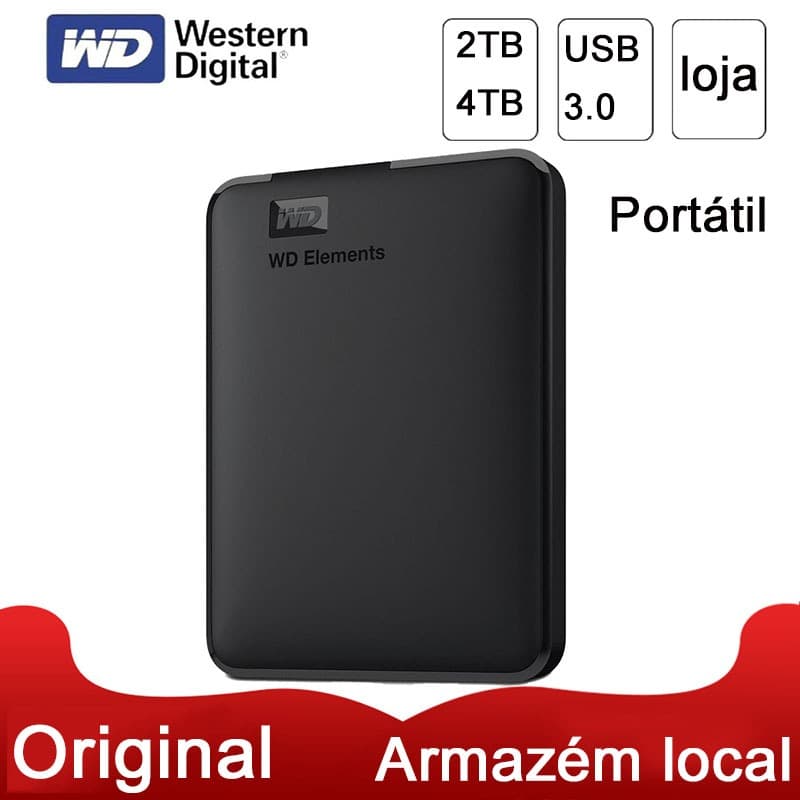 WD Elements Western Digital 2TB/4TB USB 3.0 Repositório Local Disco Rígido De Grande Capacidade