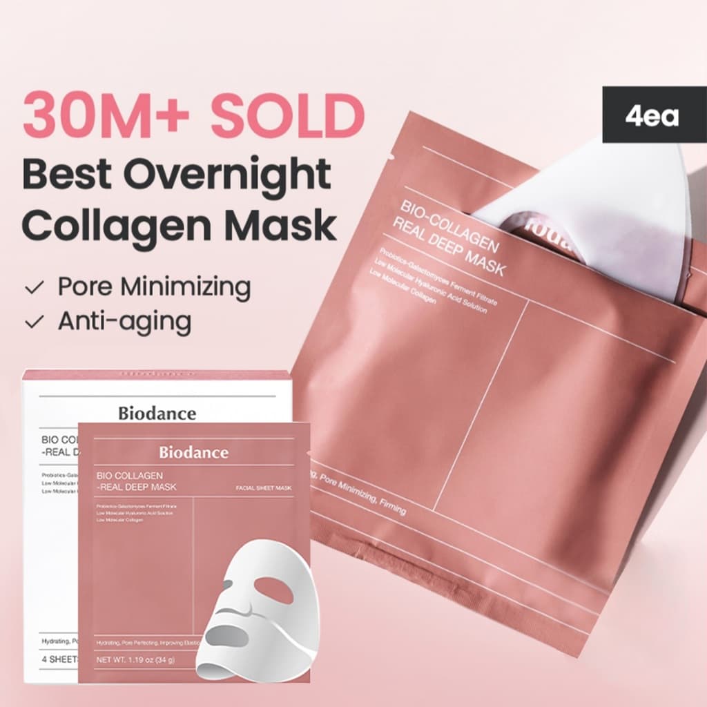 Biodance 4ea Bio-Colágeno Real Máscara Facial Profunda Noturna Hydro Cera-nol Hidratante Calmante