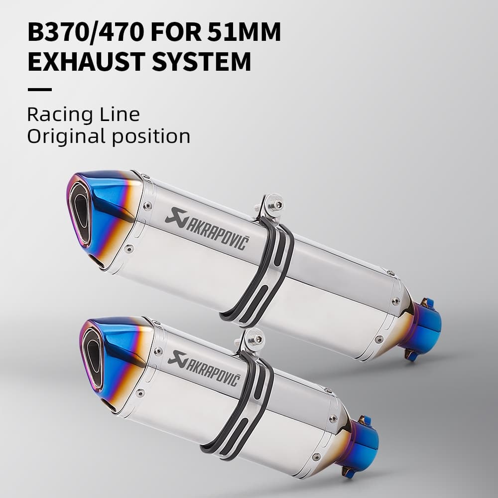 Silenciador De Escapamento De Motocicleta , 51mm , Moto Com DB Killer Para Z1000 Z900 GSR600 FZ6N R1 R6 R3 370MM/470MM