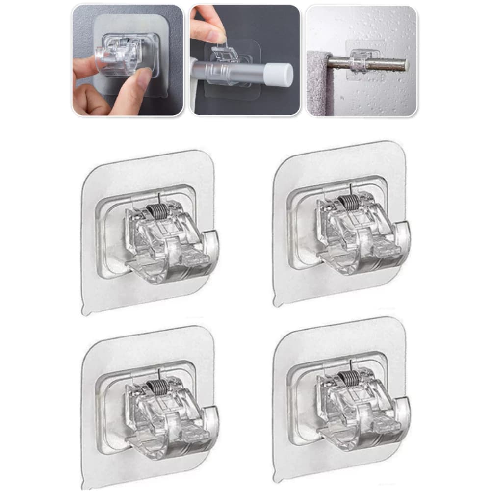Kit  2 I 4 I 6 I 8 Ganchos Adesivos para Varão de Cortina Suporte Sem Furos na Parede