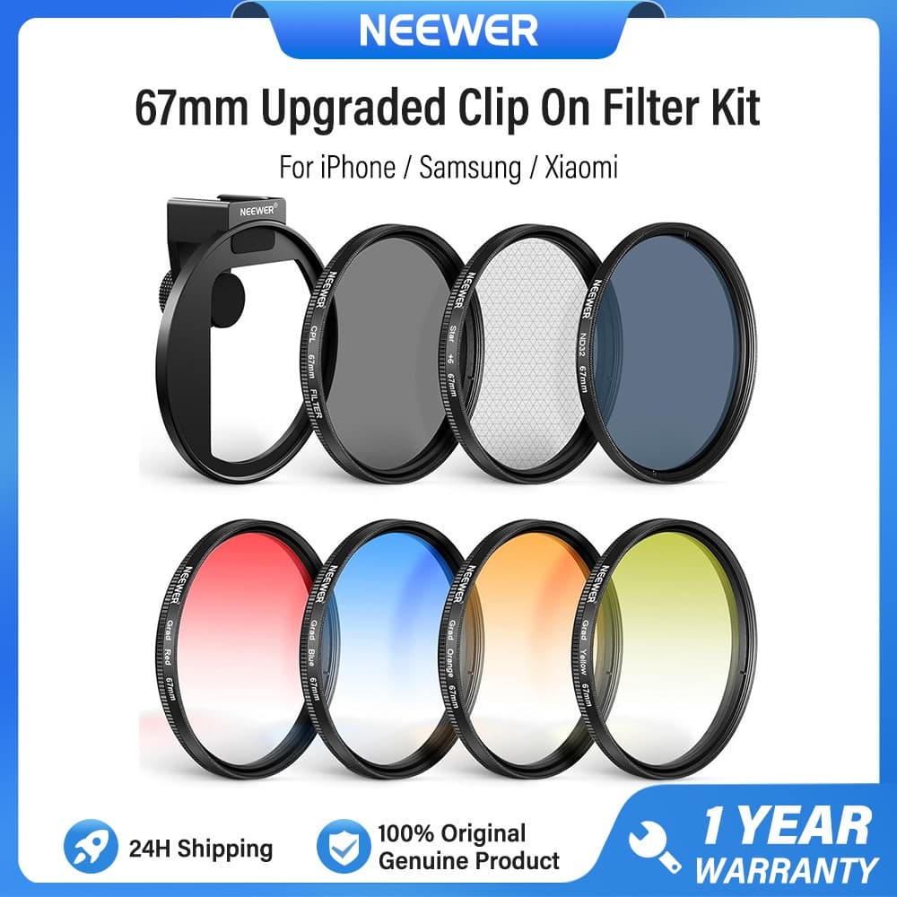 Kit De Filtro De Lente De Telefone NEEWER 67 Mm Com Clipe/CPL/ND32/6 Pontos Estrela/4 Cores