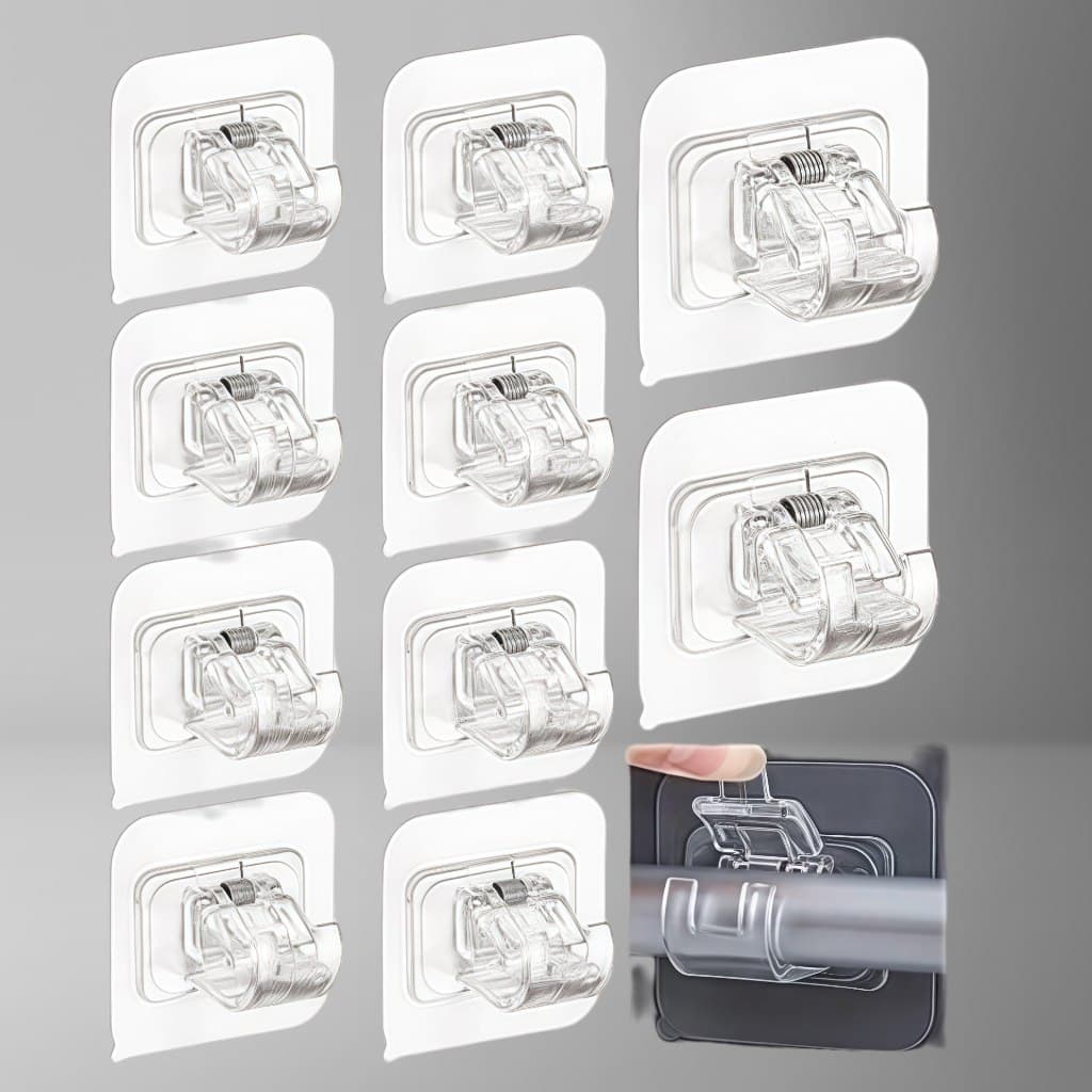 Kit 4/10 Peças Suporte De Varão De Cortina Adesivo Gancho