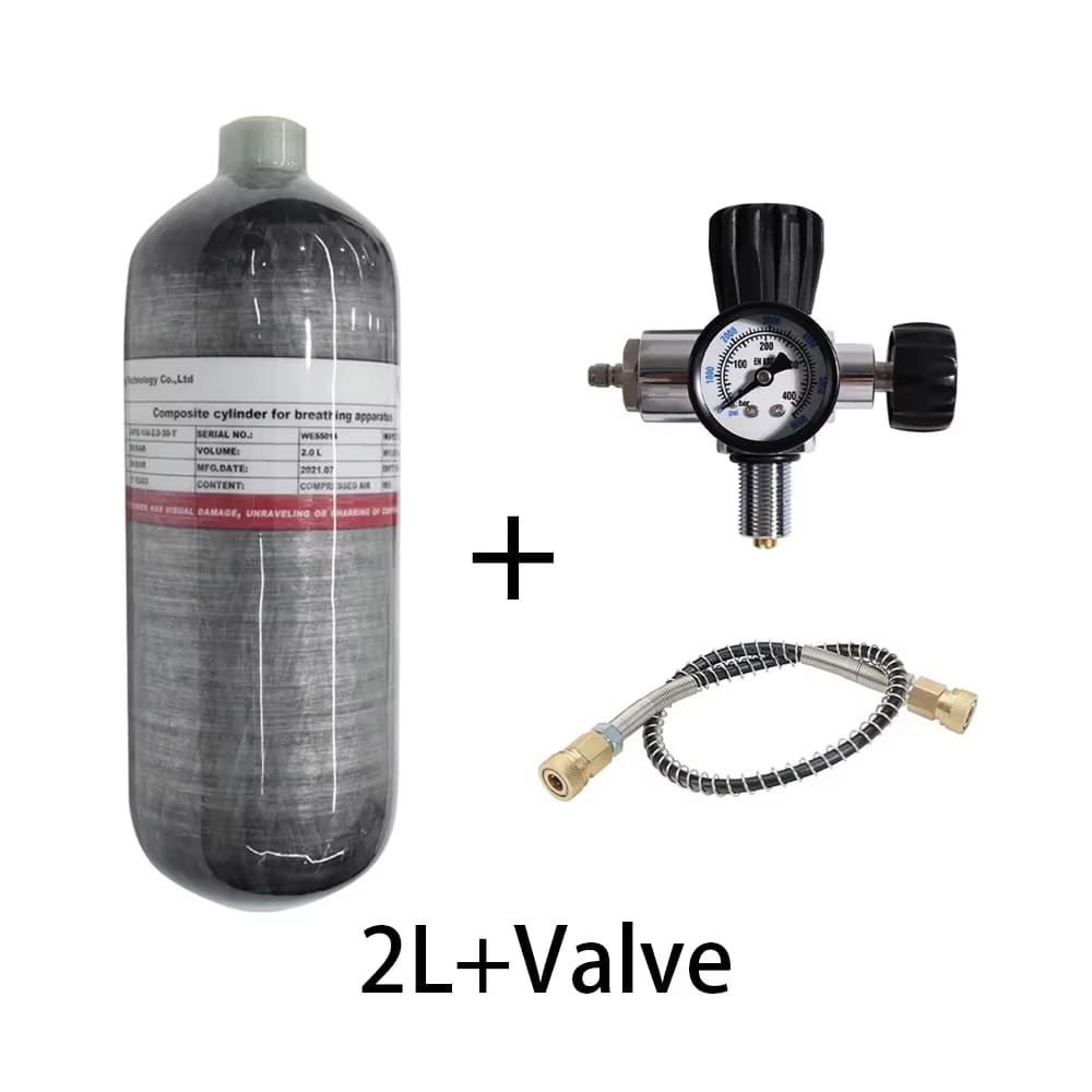 TUXING 300Bar 2L Cilindro de fibra de carbono com válvula reguladora de alta pressão Rosca M18*1.5