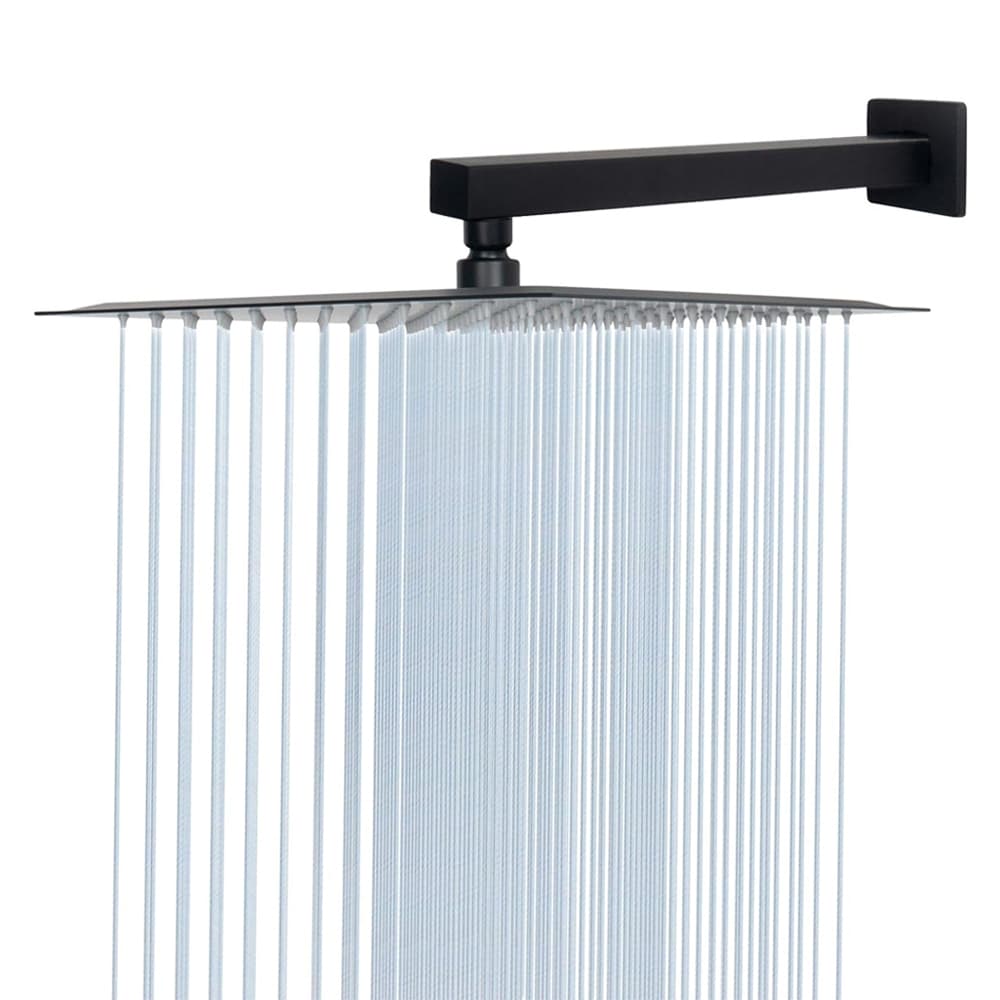 Chuveiro Ducha 30x30 Preto Inox 304 Quadrado Reto/Articulado Banheiro Piscina Area Externa