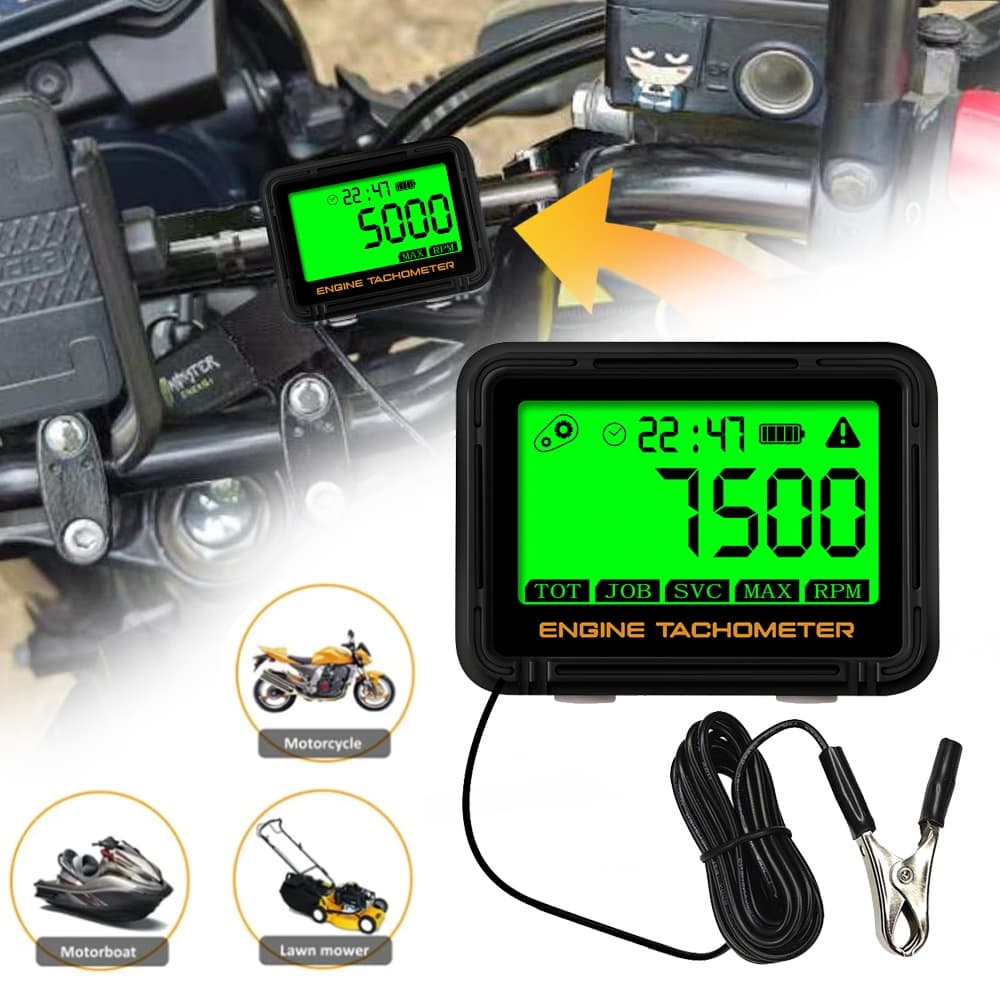 Tacômetro Digital Substituível Para Motocicleta , Tela Grande , 0-18000 RPM , Medidor De Hora Barco , Moto , Motosserra 