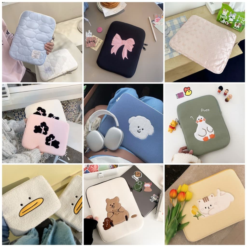 Bolsa De laptop Estilo Coreano Padrão Fofo À Prova De Choque Macio Adequado Para 13 Polegadas 14 15,6