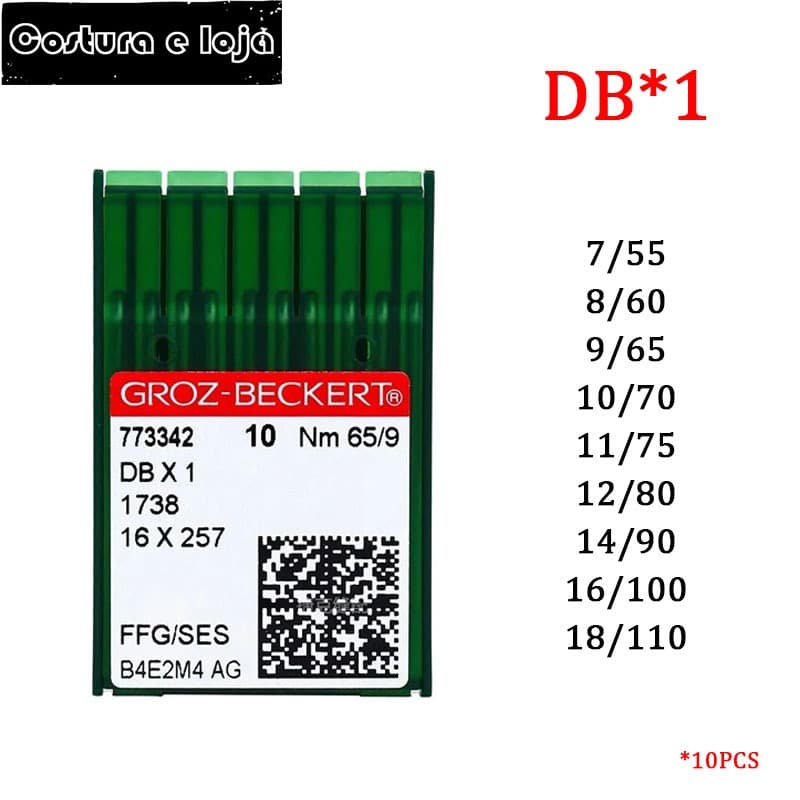 10 Pcs Agulha de Máquina Reta cabo fino Groz-Beckert DBx1 - caixa com 10un