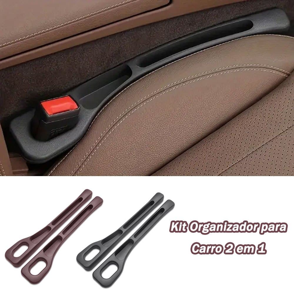 kit organizador para carro - preenchedor de lacunas + porta-objetos com base antiderrapante - couro sintético premium