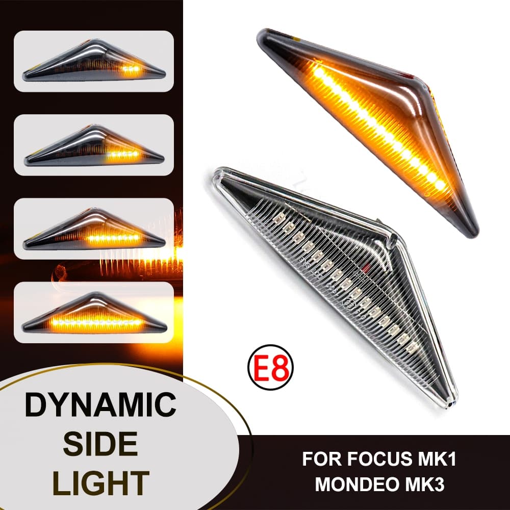 2 Pçs LED Dinâmico Sinal De Volta Luzes Laterais Lâmpada Para Ford Focus MK11998-2004 Europa Modelo Mondeo MK3 2000-2007