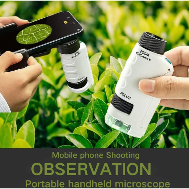 Microscópio De Mão Portátil Com Zoom 60X-180X Para Plantas Infantis