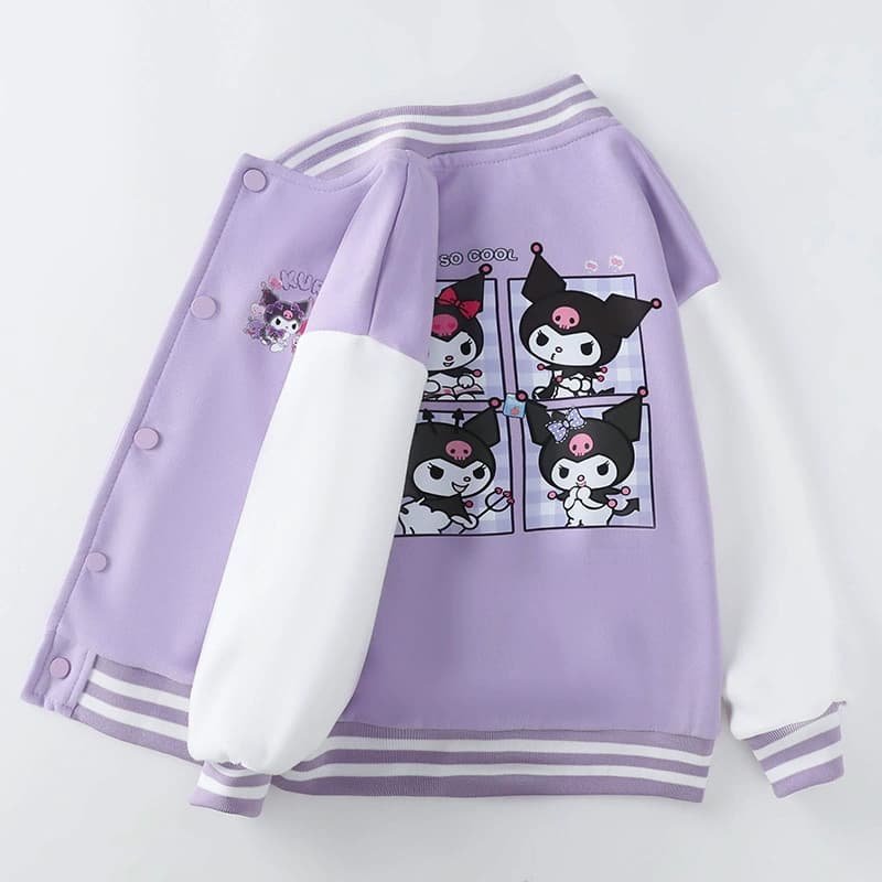 Kuromi Meninas Jaquetas De Beisebol Primavera Outono Bonito Dos Desenhos Animados Adolescentes Esportes Outerwear