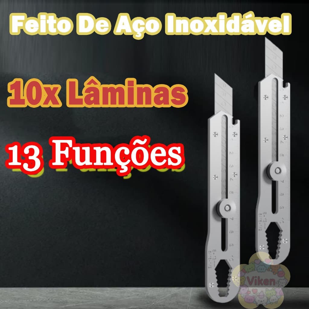 Estilete Profissional 18mm Com Trava Aço Inox Maciço 10 Lâminas