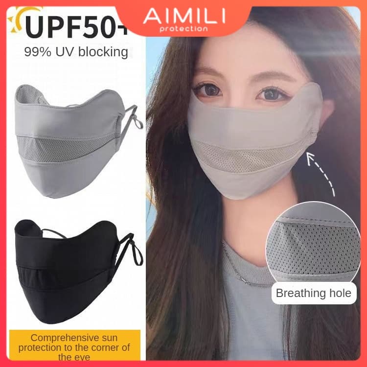 Máscara Protetora Solar Para Mulheres , Respirável , Fina , Alta Beleza , Proteção UV Os Olhos , Rosto Inteiro , De Guar
