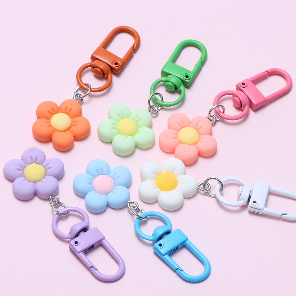 10 Pçs Flor Chaveiro Anéis Divididos Charme Para Mochila Acessórios Decorações