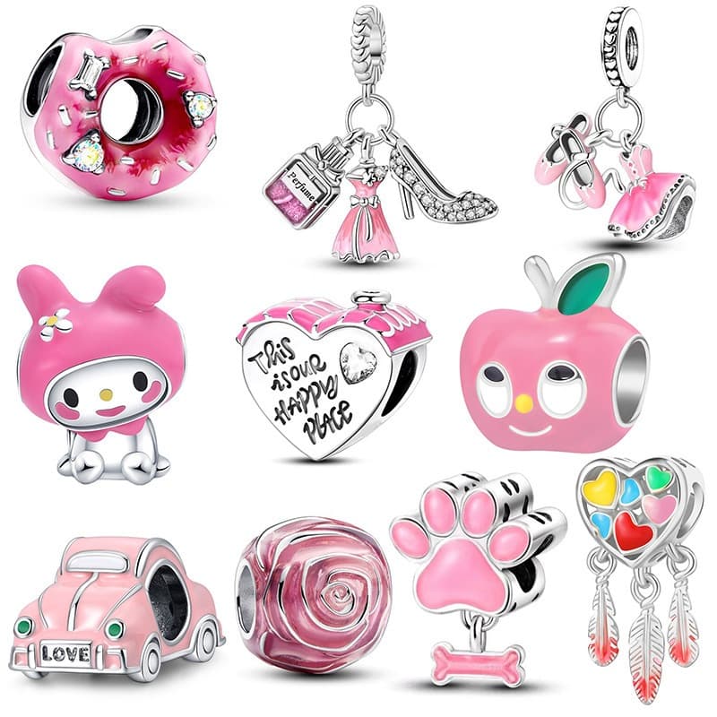 Charme Berloque Prata 925 Pingente Aço Inoxidável Contas DIY Bela Jóias Presente Pulseira Colar Acessórios