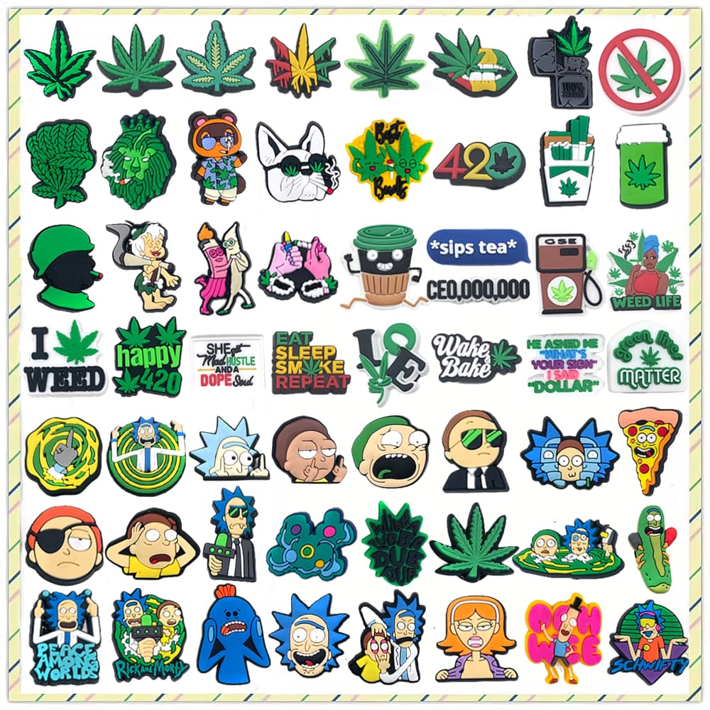 Quente 1 Pçs Folhas Verdes E anime Encantos Dos Desenhos Animados Pino Sapato Acessórios Decorar Chinelos Sandália