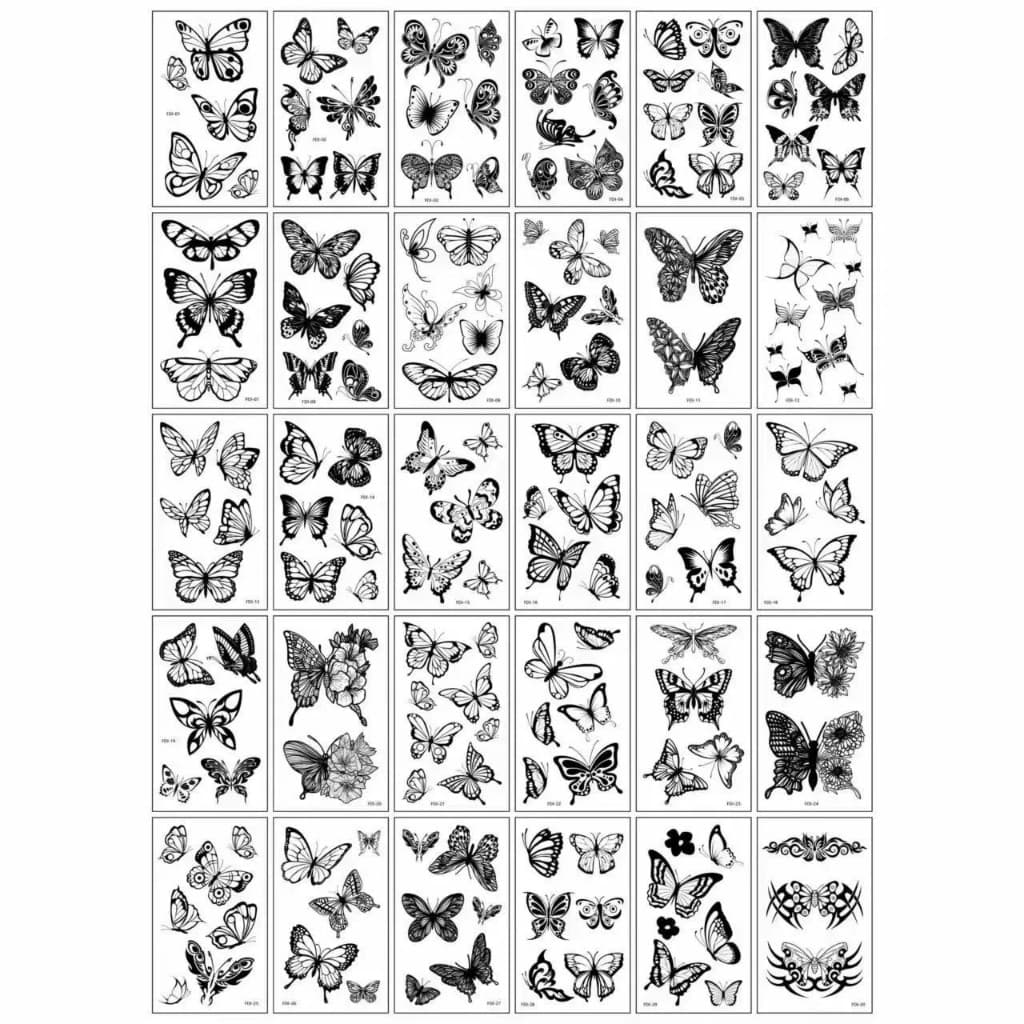 🦋Pacote de Valor Extra de 30 Folhas Adesivos de Tatuagem de Borboleta Premium Adesivos de Tatuagem Temporária