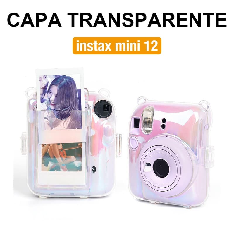 [Film Lab] Capa Capinha Transparente Instax Mini 12 Case Para Câmera Instantânea Capa Protetora Com Alça CAA30