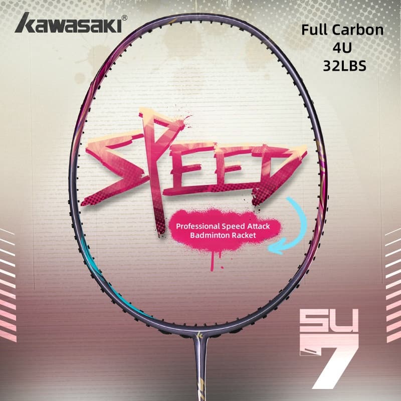 Kawasaki Profissional Velocidade Ataque Raquete De Badminton ULTRA 7 Carbono Completo Superlight 4U 18-32LBS Adequado Pa