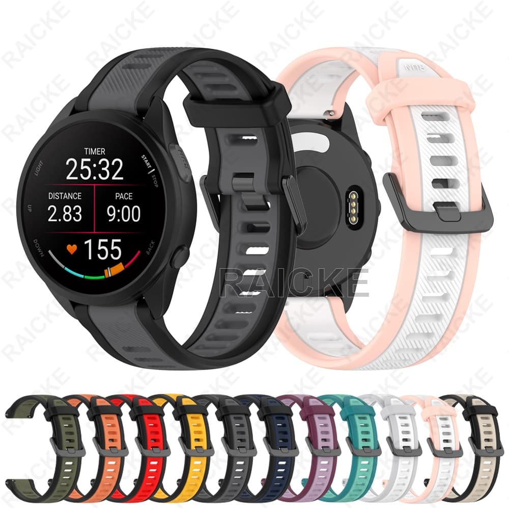 Correia de silicone macia para Garmin vivoactive 5 6/3 Música / Forerunner 55 / 165 / 245 / 645 / 158 /168 /Approach S50