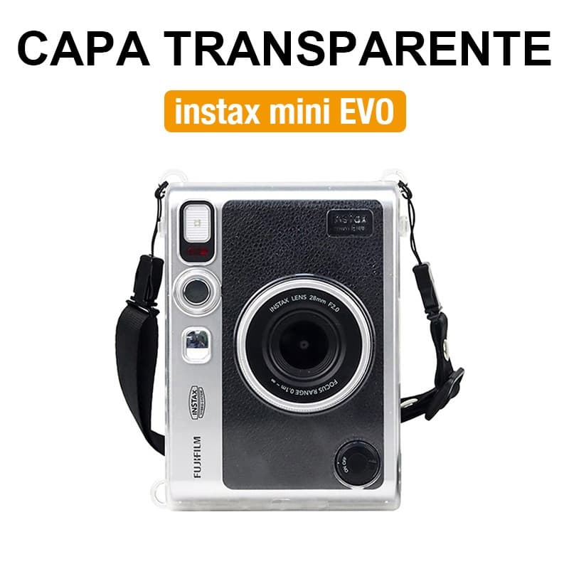 [Film Lab] Capa Capinha Transparente Instax Mini EVO Case Para Câmera Instantânea Capa Protetora Com Alça CAA19