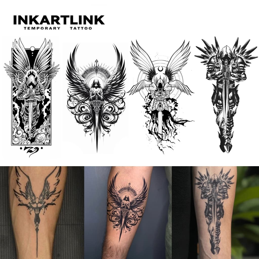 Adesivos De Tatuagem Temporária INKARTLINK Angel of Julgamento , Mágica À Prova D'água De Longa Duração , Dura Até 15 Di