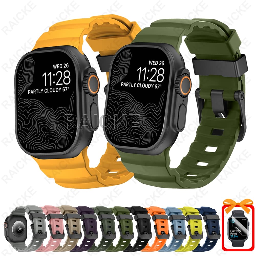 Pulseira De Silicone Durável Para iWatch Series 11/10/9/8/7/6/5/4/3/SE Ultra 2 49mm 46mm 44mm 45mm 42mm