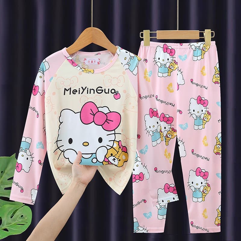 Pijamas Infantis Meninas Moda Desenho Animado Princesa Homewear Calças De Manga Comprida Terno