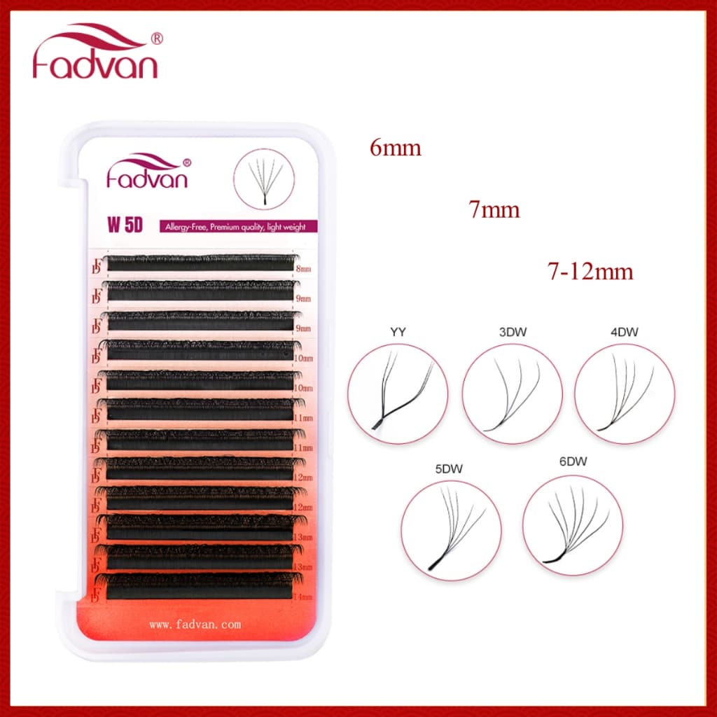 Cílios FADVAN YY 5D 4D Forma 6 7 mm Volume Brasileiro