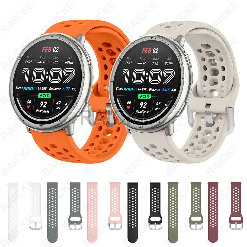 Pulseira De Silicone Macio Respirável Substituição Esportiva Para Amazfit Active 2/Square/Active 3 Premium