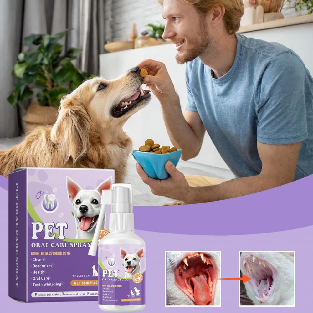 50ml De Spray De Limpeza Oral Pet Cães E Gatos Dentária Eliminando O Odor Extração Natural De Plantas Bucal