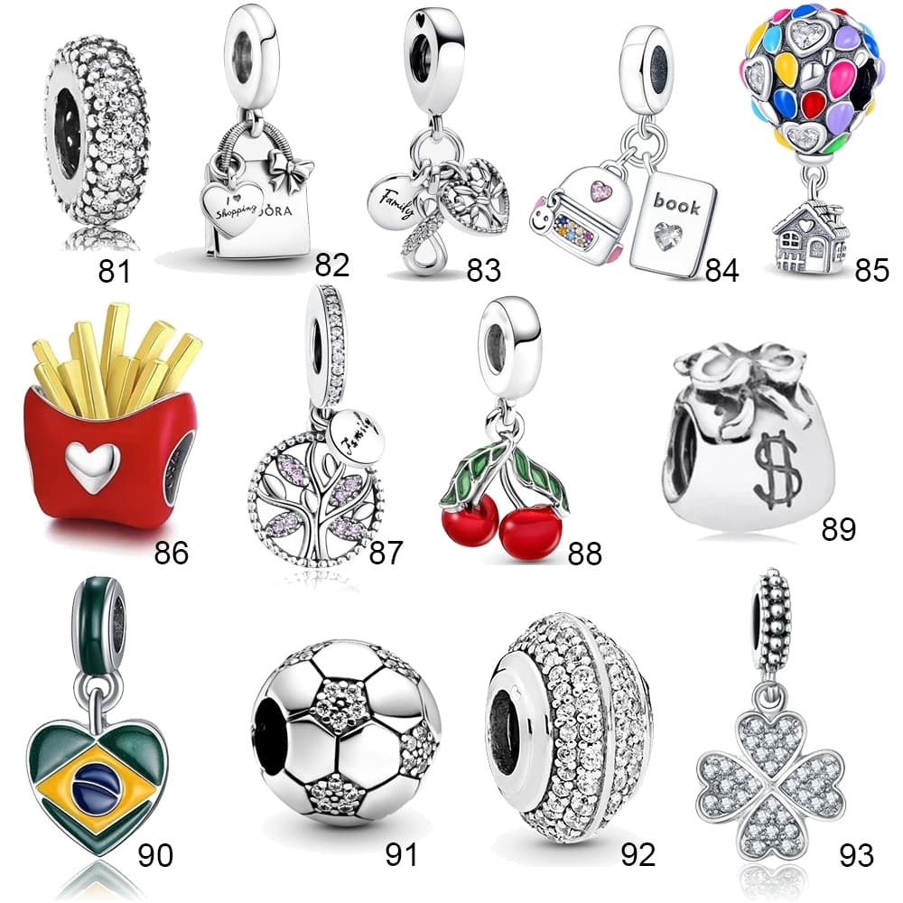 Berloque Clássico Prata 925 Charms Inicial Encantos Berlian Café Charme Pingente Para Pulseira