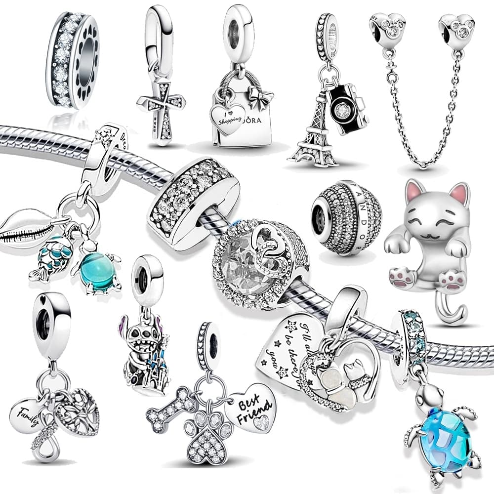 Berloque Prata 925 Charme Estilo Marinho Pulseira Pingente Para Mulheres