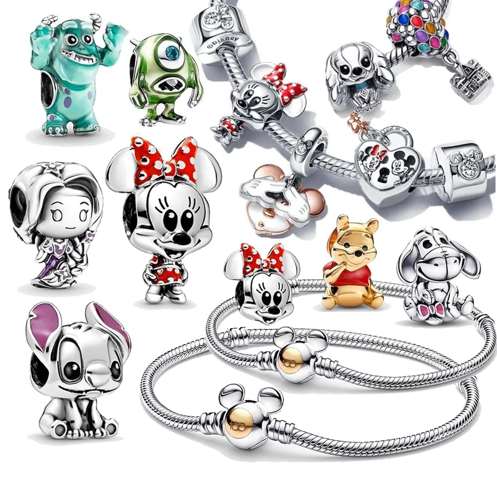 Berloque De 925 Prata Rato Cão Desenho Animado Pingente Charme Beads Urso Charms Para Pulseiras