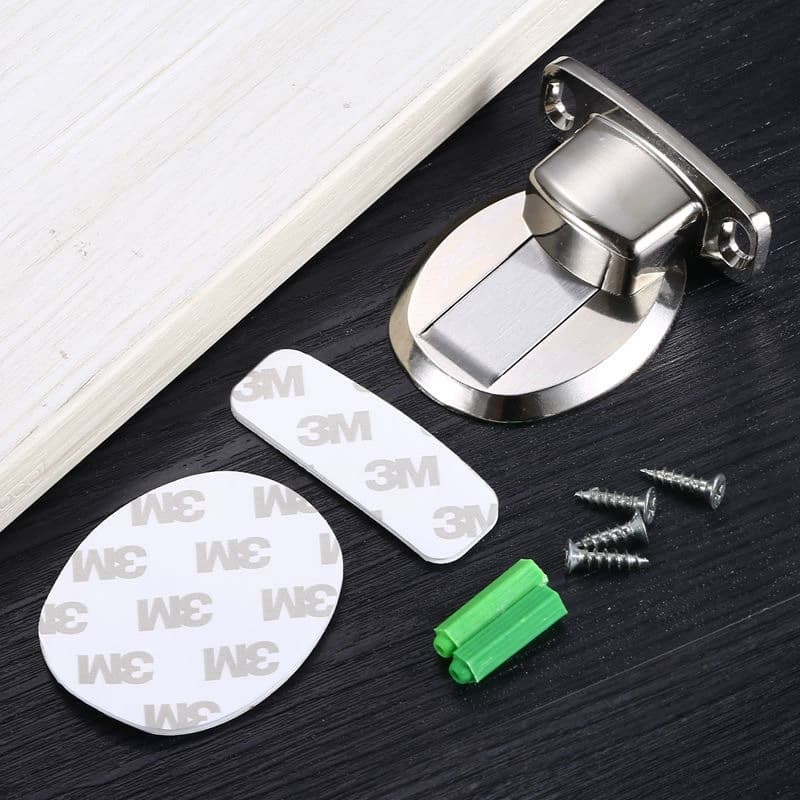 Kit 4 Trava Prendedor Batetor Fixador de Porta Magnético Adesivo Amortece Impacto Inox Cromado