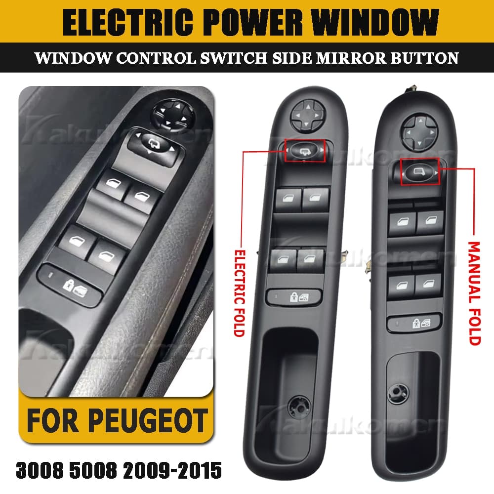 Interruptor elétrico principal da janela, interruptor levantador da porta dianteira esquerda, adequado para Peugeot 3008
