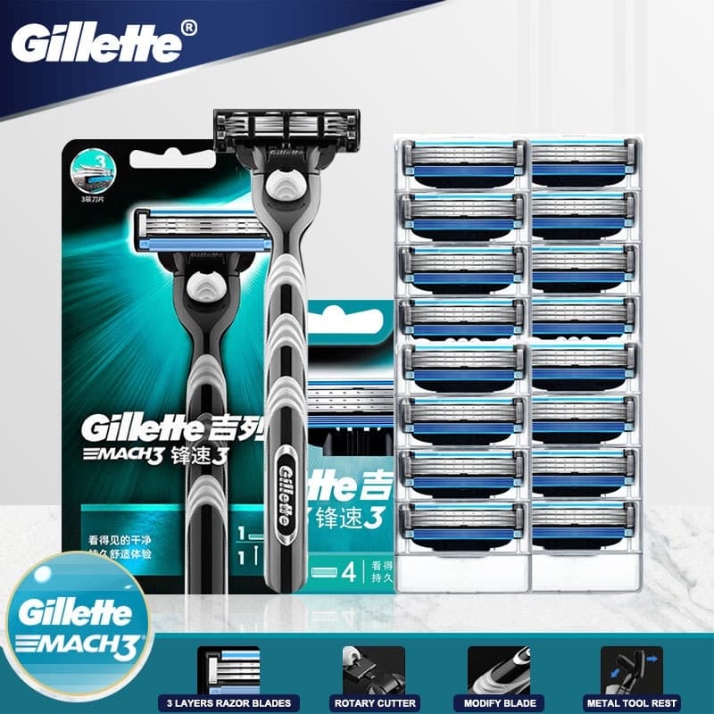 Gillette Mach 3 lâminas de limpeza de barbear Facial masculinas